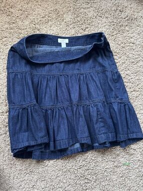 LOFT Indigo Tiered Denim A-Line Mini Skirt